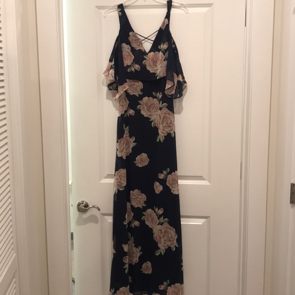 Flowered off the shoulder maxi dress - Picture 1 of 4